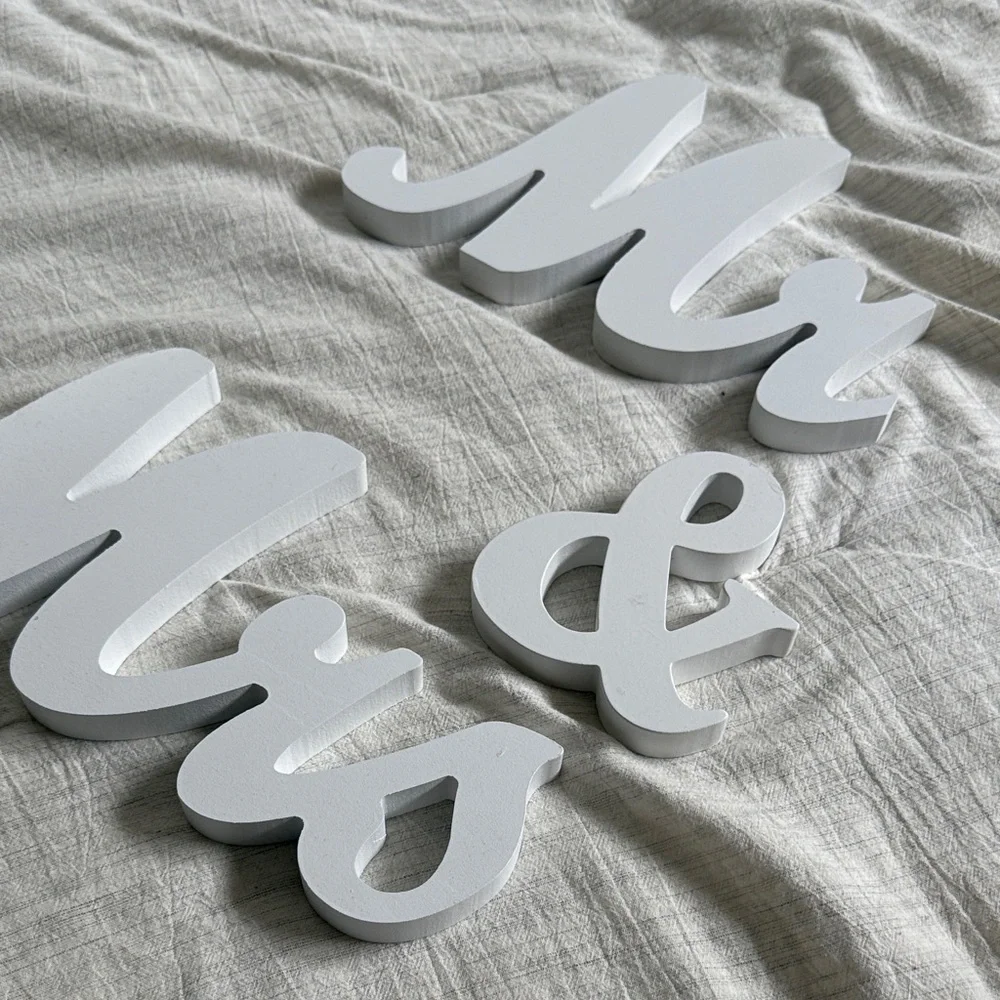 White Mr & Mrs Decorative Signs